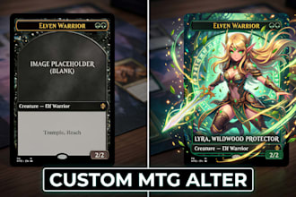 create custom mtg card deign alter anime mtg card fantasy art tcg card design
