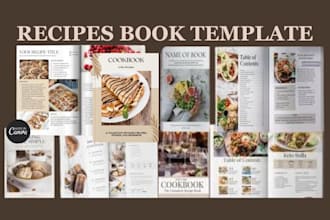 design editable canva cookbook diet plan recipe book guide meal planner tracker