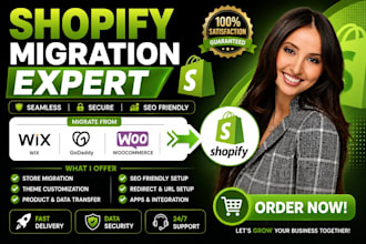 migrate shopify to wix, godaddy, woocommerce to shopify, shopify store redesign