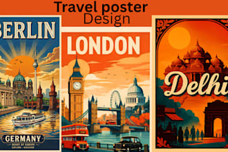 design vintage retro travel poster wall art postcard and flyer