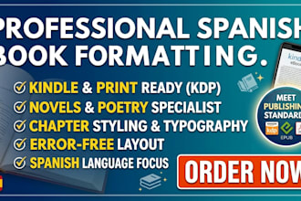 format, design edit spanish book, poetry book novel spanish children book layout