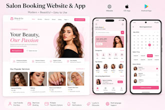 create salon booking website and app for android and ios