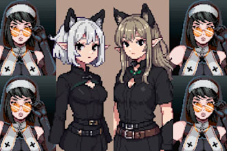 create pixel art 2d sprite sheet pixel animation and pixel art