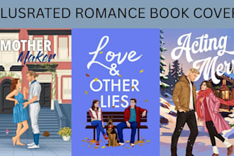 do romance book cover illustration, fantasy cover, ebook cover sports romance