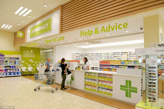 design 3d commercial pharmacy, medical store and healthcare retail interior