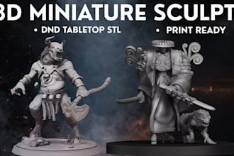 sculpt stylized  3d miniature fantasy printable dnd tabletop stl for 3d printing