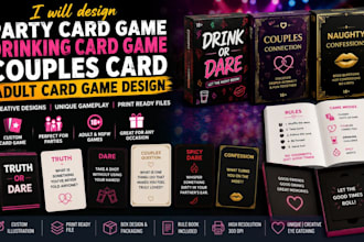design party card game, drinking card game, couples card, adult card game design