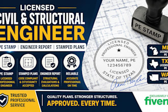 civil structural engineer pe stamp letter stamped plans mi tx wa engineer report