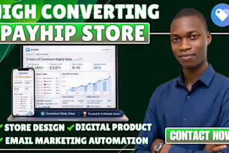 design conversion focused payhip website or shopify store for digital products