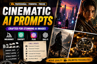 create cinematic ai prompts for midjourney chatgpt flux and  dall e