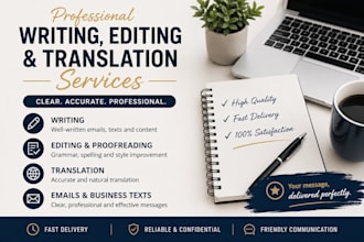 write, edit and translate professional texts and emails