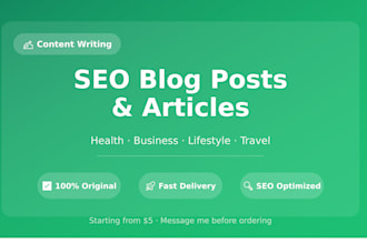 write SEO blog posts and articles for health, travel, and lifestyle brands
