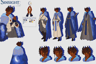 draw a concept art sheet for your character