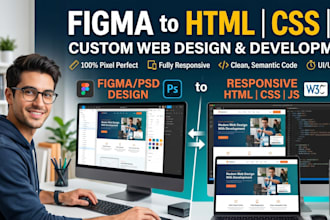one page custom design and fully responsive HTML CSS js conversion