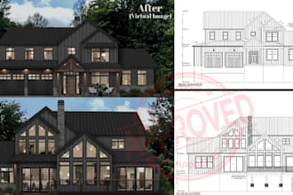 architect mep blueprints for city permit floor plan adu garage deck patio shed