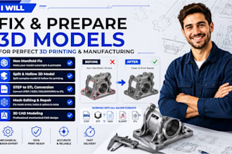 fix non manifold stl, split hollow 3d model, mesh edit cad for 3d printing