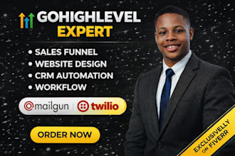 create gohighlevel sale funnel  website, workflow automation and funnel