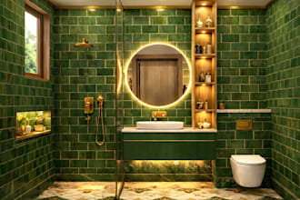design realistic 3d bathroom and render