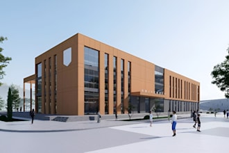 renovate 3d school building design, classroom and educational interior