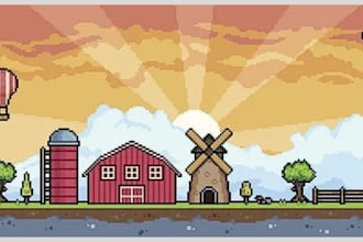 create pixel art scene, pixel art background, stream overlay
