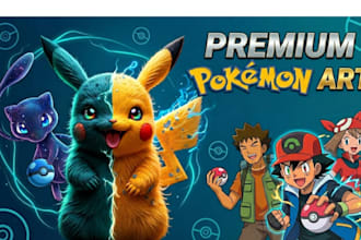 create a professional pokemon logo, fakemon, cartoon style, pokemon card