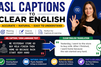 edit asl captions into clear english text