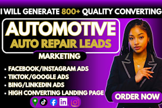 800 converting automotive leads, auto repair leads  via facebook ads, google ads