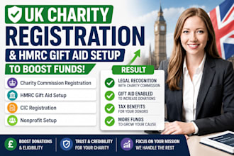 do UK charity registration and hmrc gift aid setup to boost funds