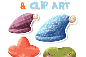 draw 6 cute custom clip art or stickers png 300 dpi