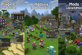 create minecraft java and bedrock plugins, addons and mods