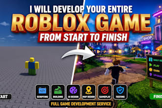 develop your entire roblox game from start to finish, full game development