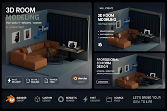 model and render aesthetic 3d rooms in blender