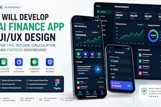 develop ai finance app UI UX for tax, income calculator, and fintech dashboard