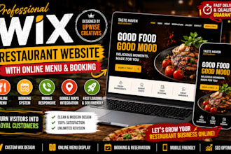 wix restaurant website design for food business with online menu and booking