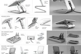 design desk accessories product, laptop stands design, ergonomic chairs