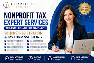 nonprofit tax form 990, 990ez, 1023ez and 501c3 registration