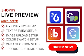 set up shopify live preview with zakeke, zepto, teeinblue, webyze, inkybay eazy