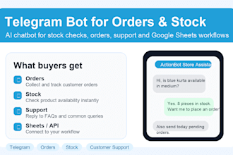 build a telegram bot for orders stock and customer support