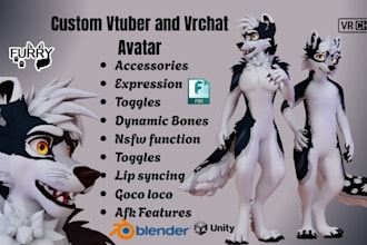 create 3d furry vtuber model nsfw vrchat avatar vseeface animaze streaming