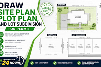 draw site plan, plot plan, and lot subdivision for permit in 24 hours