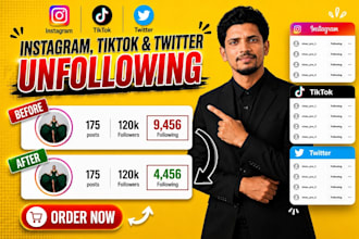 manually unfollow and following instagram,tiktok