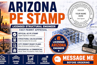 professional arizona pe stamp structural engineering plans, ohio, texas pe stamp