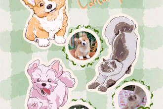 draw custom pet portrait cute cartoon illustration