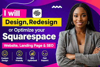 design, redesign, or optimize your squarespace website, landing page, SEO