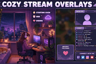 design cozy retro pixel art twitch overlays