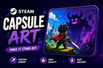 illustrate unique steam game cover, header, and banner art