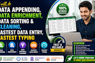 do data appending, enrichment, data sorting, fastest data entry, fastest typing