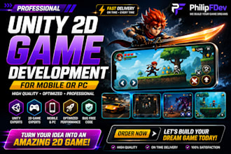 develop unity 2d game for android, ios mobile or PC unity game development