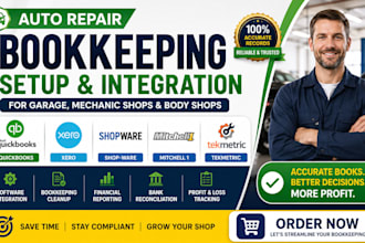 set up or integrate auto repair bookkeeping in quickbooks or xero for shop ware