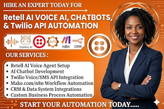 develop retell ai voice ai chatbot twilio API makecom n8n CRM automation setup